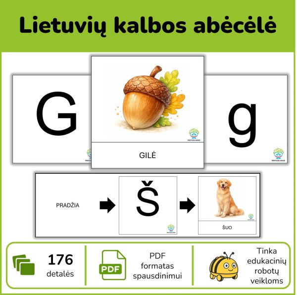 Abėcėlė | Kortelės edukaciniams robotukams