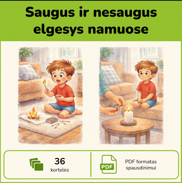 Saugus ir nesaugus elgesys namuose – mokomoji priemonė vaikams