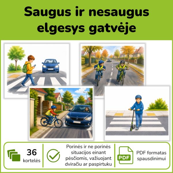 Saugus ir nesaugus elgesys gatvėje – mokomoji priemonė vaikams