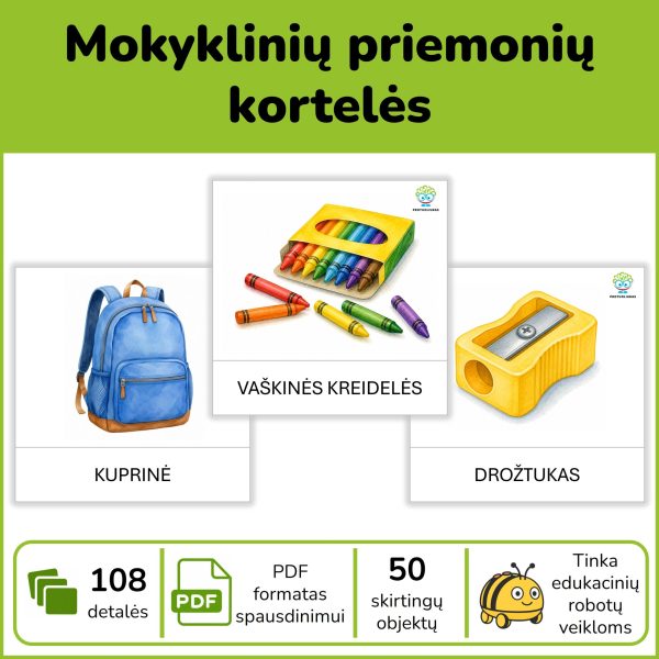 Mokyklinės priemonės Bee-Bot robotukui – PDF mokomoji priemonė vaikams