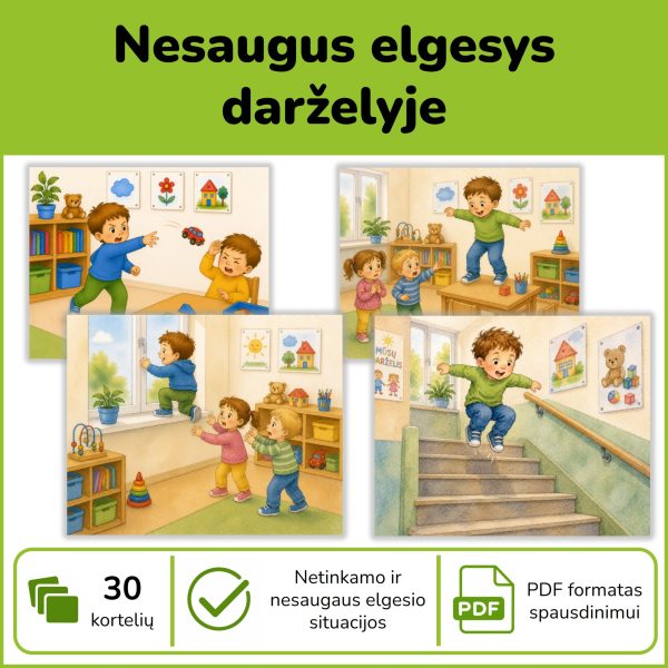 Nesaugus elgesys darželyje – PDF mokomoji priemonė