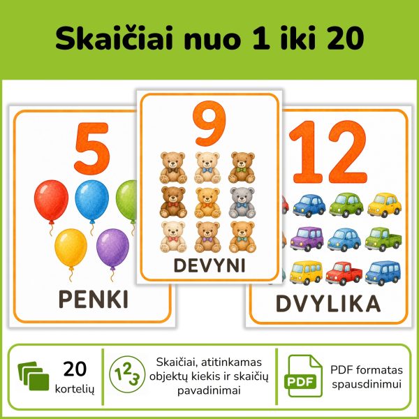 P206-skaiciai-nuo-1-iki-20-pdf Skaičių ir kiekio kortelės nuo 1 iki 20