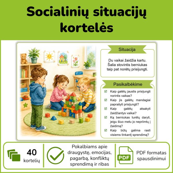 Socialinių situacijų kortelės vaikams