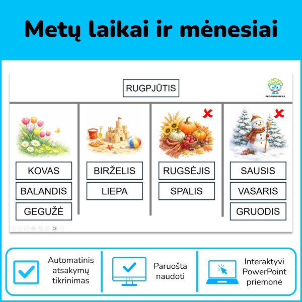 Metų laikai ir mėnesiai | Interaktyvi priemonė