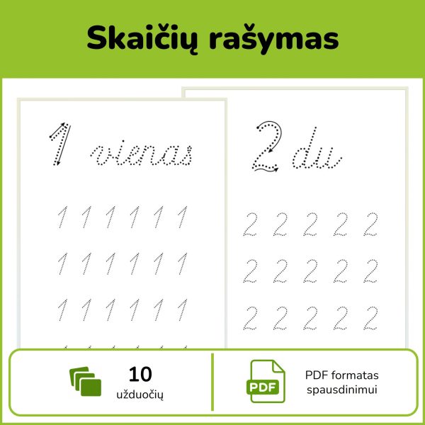 Skaičių rašymas | Skaitmenų apvedžiojimo užduotys