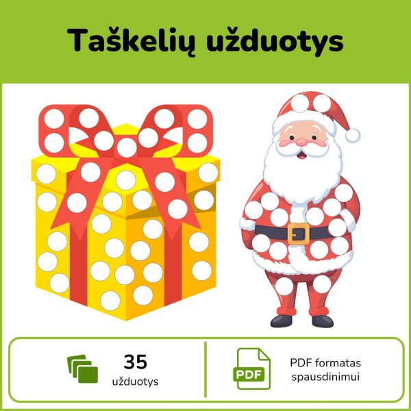 P117-taskavimas-pdf Kalėdinės taškelių užduotys – 35 kūrybiniai paveikslėliai smulkiajai motorikai lavinti