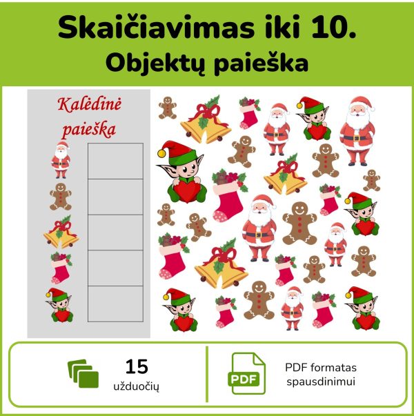 Kalėdinė objektų paieška | Skaičiavimas iki 10