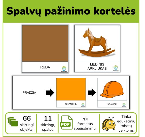 Spalvos | Kortelės edukaciniams robotukams
