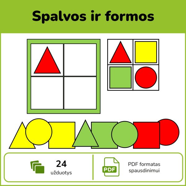 Spalvos ir formos | Figūrų dėliojimo užduotys