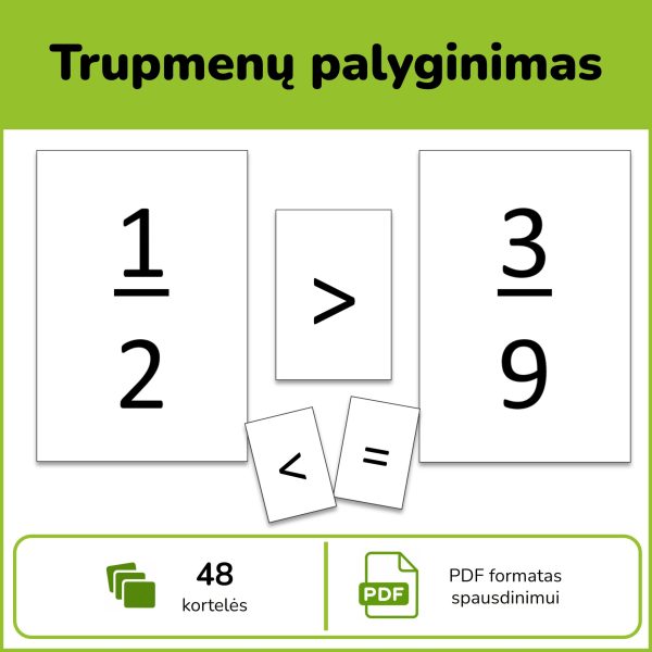 P123-trupmenu-palyginimas-pdf Trupmenų palyginimas – 48 matematinės kortelės su trupmenomis ir palyginimo ženklais