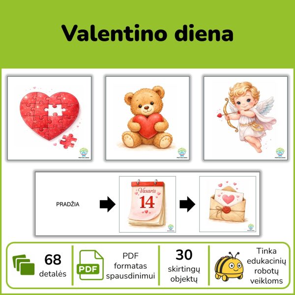 Valentino diena – kortelės edukaciniams robotukams