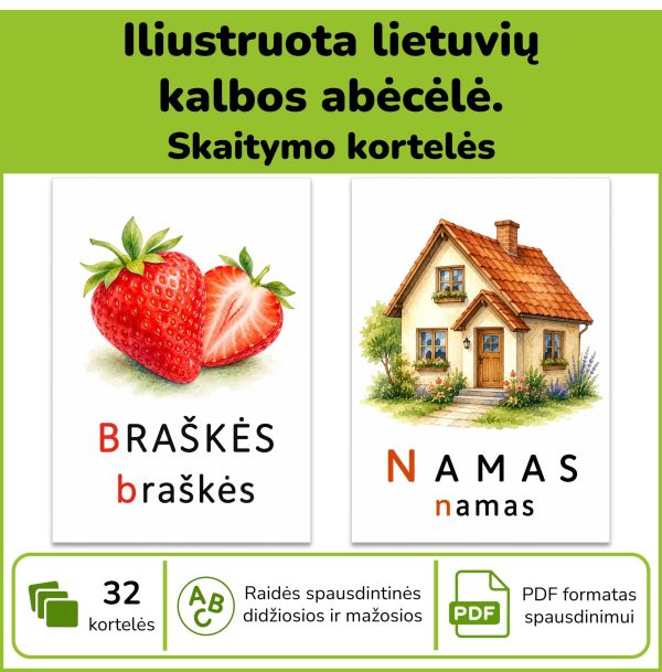 Abėcėlės ir skaitymo kortelės vaikams