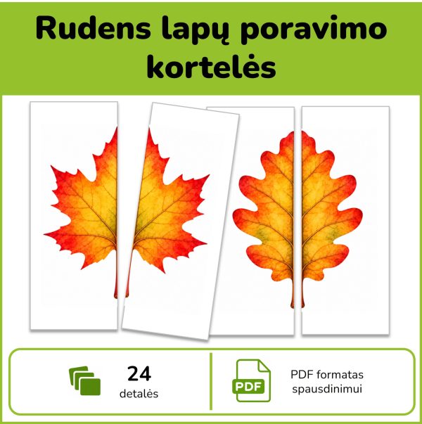 Rudens lapų puselių poravimo kortelės