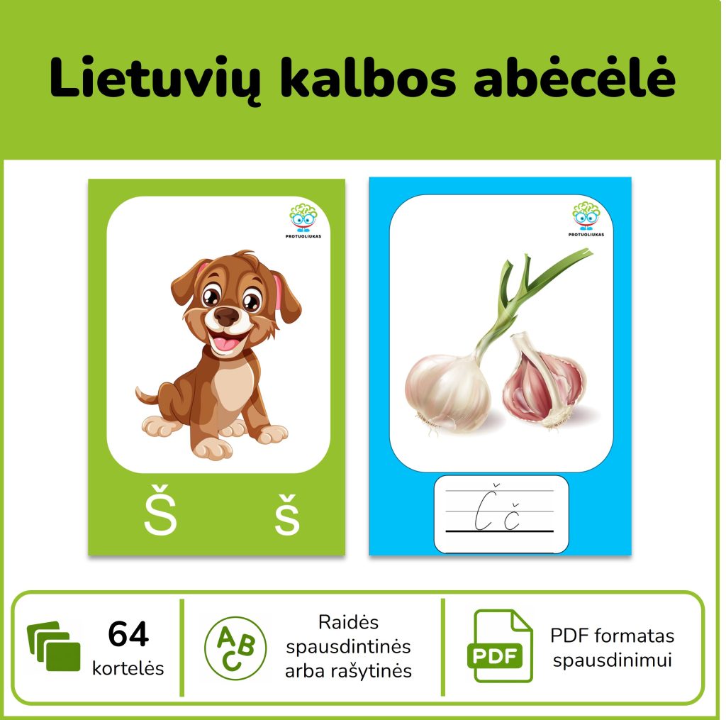 Lietuvių kalbos abėcėlė su paveikslėliais | Raidžių pažinimas